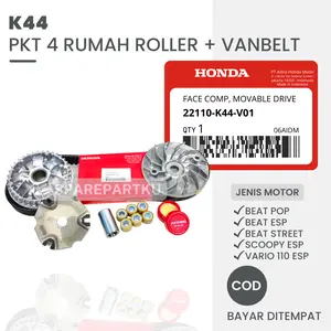 K44 PAKET KIRIAN BEAT ESP / STREET / HEMAT 4 JENIS RUMAH ROLLER + KIPAS + VANBELT + GEMUK / BEAT POP / SCOOPY ESP / VARIO 110 ESP / PAKET KIRIAN HEMAT / ROLLER / BOSH BOS / VANBEL / RUMAH ROLER ASSY / SATU SET CVT / PAKET CVT / FANBEL / PANBEL