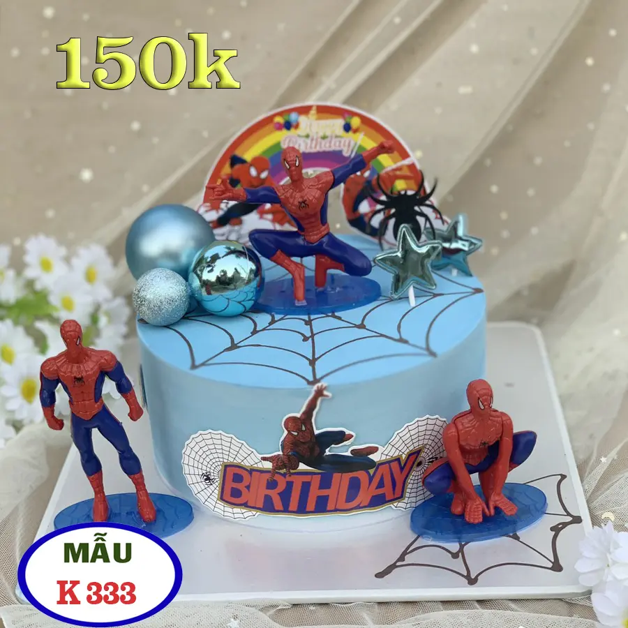 Bánh sinh nhật vẽ nhện , người nhện , bánh mô hình trưng bày , đạo cụ chụp hình