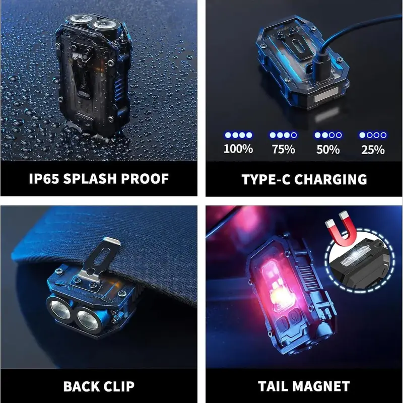 Outdoor Portable Mini Keychain Light, Magnetic Suction Anti-lost Type-C Fast Charging Multifunctional Tool Light, Multifunctional Light for Outdoor 4