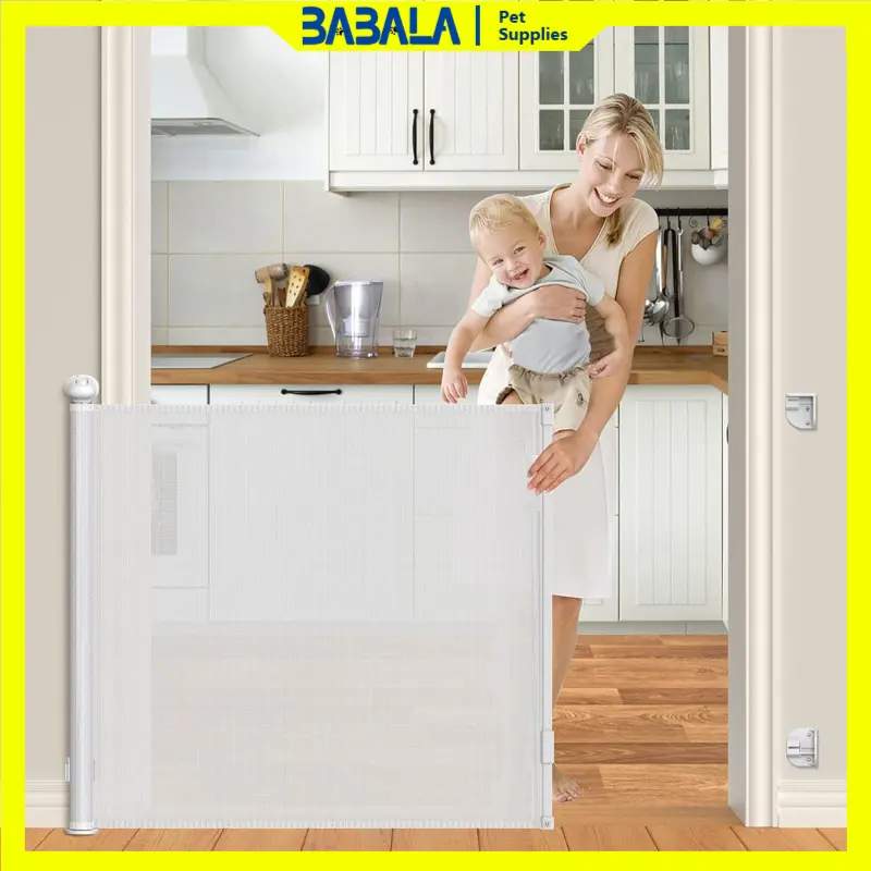 Pet Fence Security Gate Bar Retractable Fence Stair Railing Retractable Doorsill, Beautiful and Easy to Use (Please See the Video)