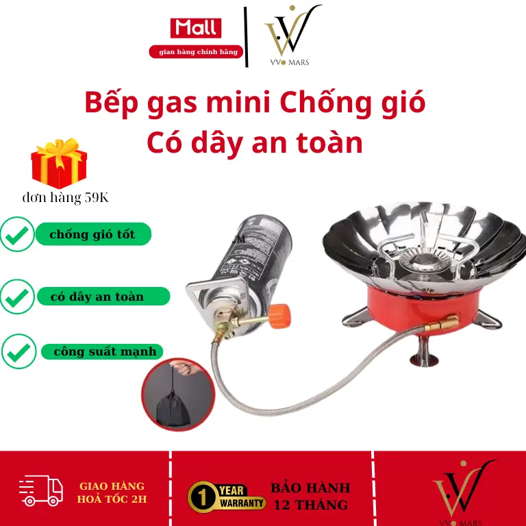Bếp Gas Mini Du Lịch Xếp Gọn, Đánh Lửa Tự Động Hợp Kim Chống Gỉ Cao Cấp Tiện Lợi-Chất Lượng Cao Cấp VVSMARS