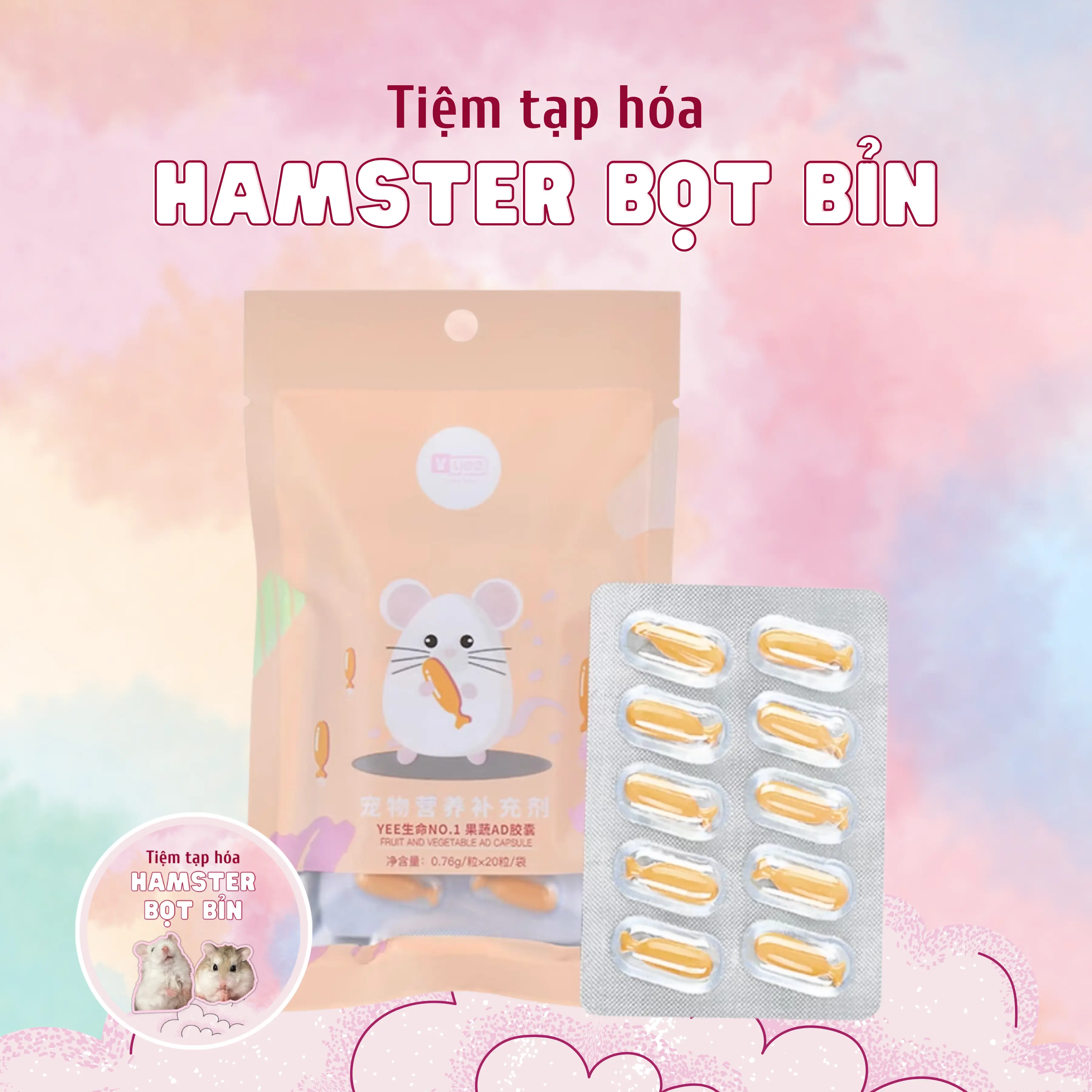 1 VIÊN Dầu cá Yee dầu cá Bucatstate dầu cá cho hamster, thú nhỏ dưỡng lông, cải thiện sức khỏe