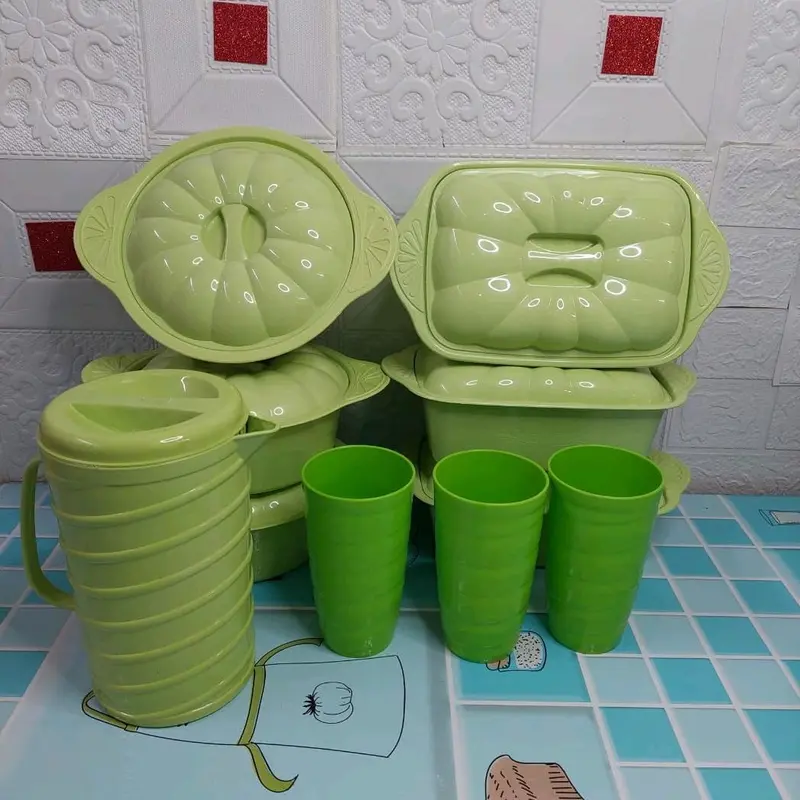 WADAH SAYUR / TEMPAT MAKANAN SET 10 PCS ( 3 KOTAK 3 BULAT 3 GELAS FREE TEKO ) Kitchenware 3