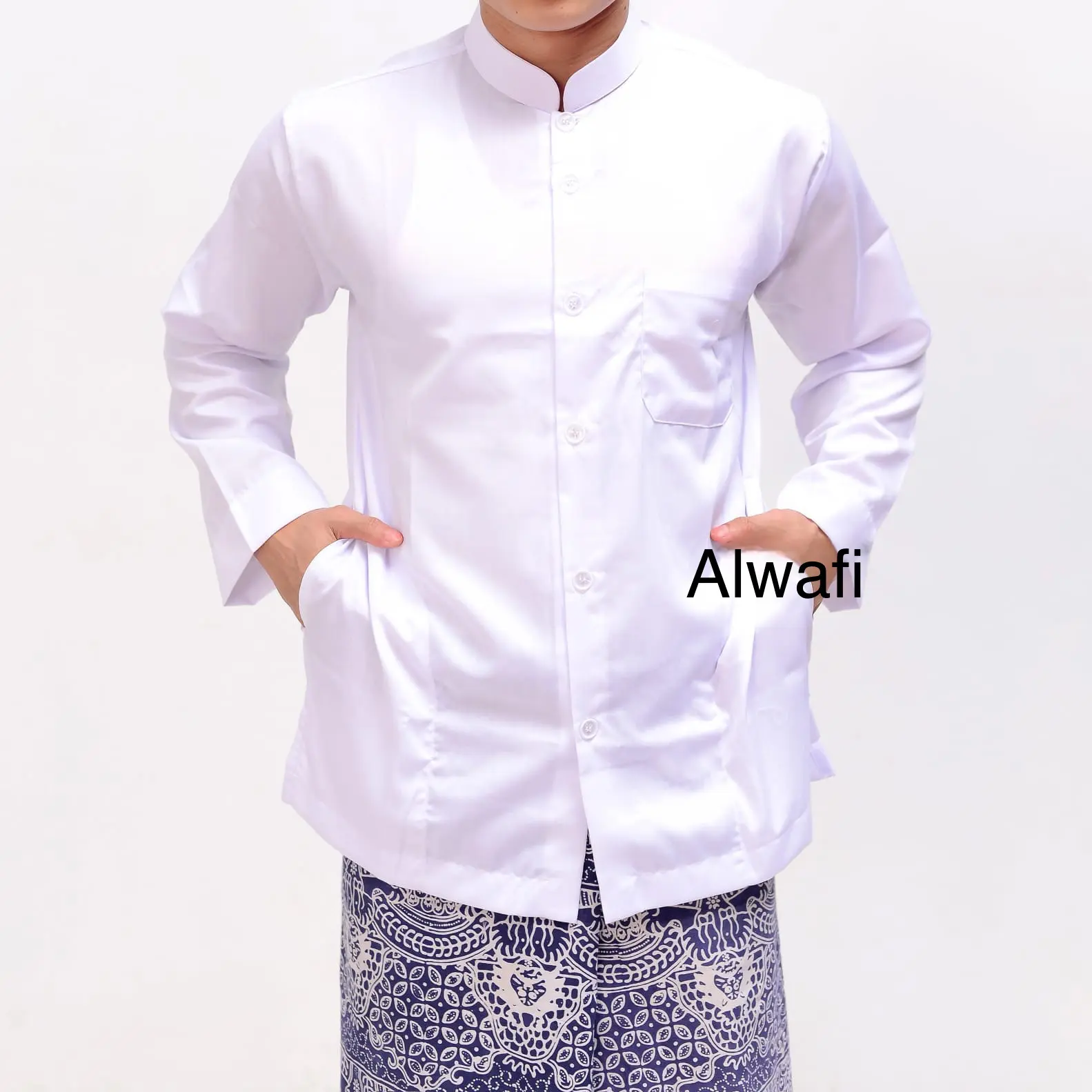 Baju Muslim Koko Haibah exclusive saku samping polos Putih Remaja Pria Dewasa Panjang Seragam