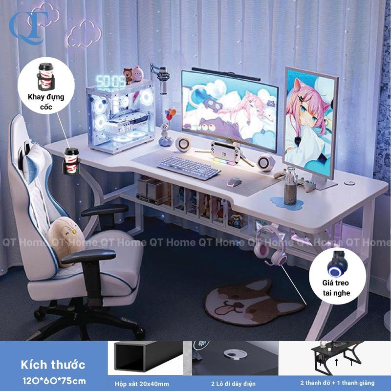 Bàn gaming, bàn làm việc Nội Thất 5C-Model 1 Magnus chân K uốn cong kèm phụ kiện, chân sắt 20x40mm có 2 lỗ đi dây điện tiện lợi [Nội Thất 5C]