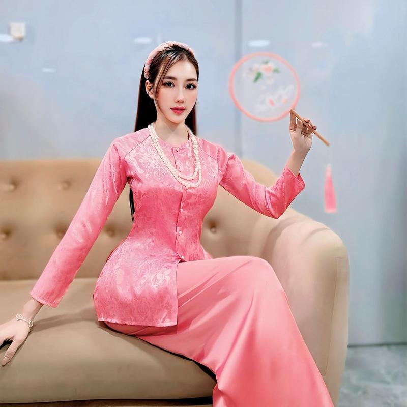 Xưởng May Hân Nguyễn - B.A47 - HÀNG XẢ KHO - ÁO BÀ BA GẤM QUẦN SATIN  ( QUẦN ĐEN ) Nữ Women Top