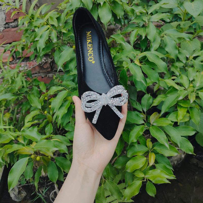 (fom chuân đặt chuẩn size chân ạ)Giày búp bê nhung khoá nơ đá.bản lót êm chân 4