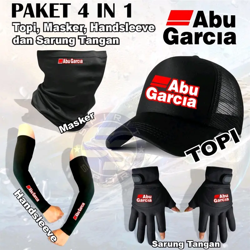 Paket 4 in 1 Accessories Mancing isi Topi Hansleeve Sarung Tangan dan Masker Buff Multifungsi Anti UV Abugrcia 2