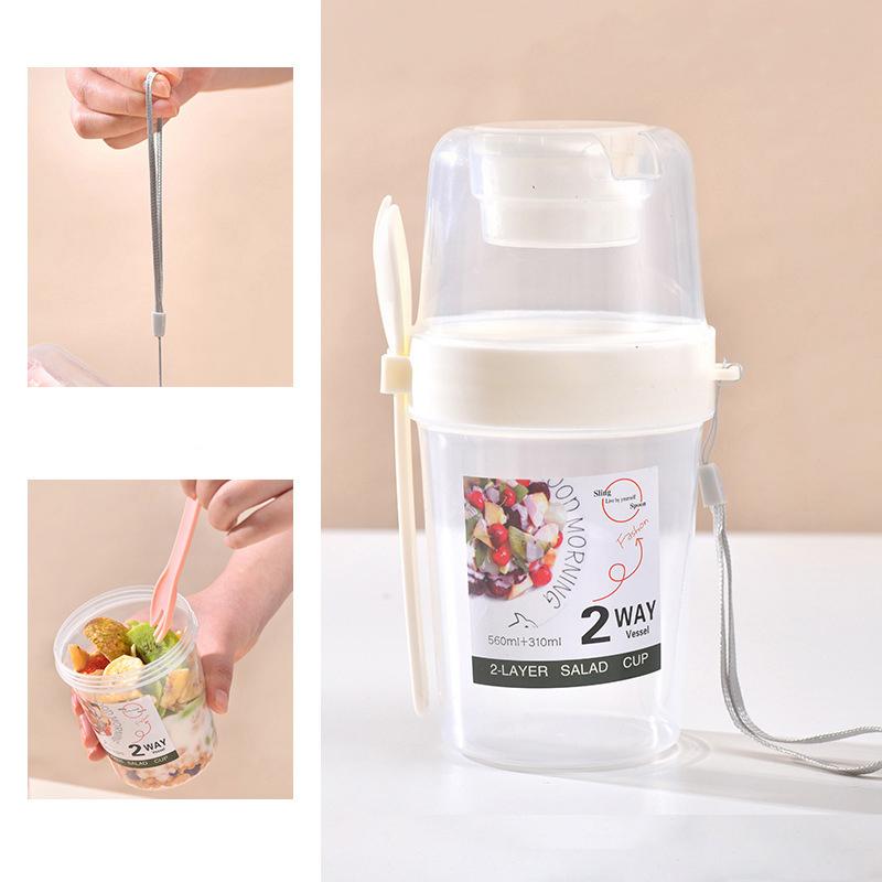 Product Introduction of Bộ Hộp Đựng Cốc Salad, Cầm Tay, Hai Lớp, Thích Hợp Cho Yến Mạch, Ngũ Cốc, Các Loại Hạt Và Sữa Chua, Kèm Nĩa, Thích Hợp Cho Hộp Cơm Trưa Trường Học, Hộp Bảo Quản Thực Phẩm 27