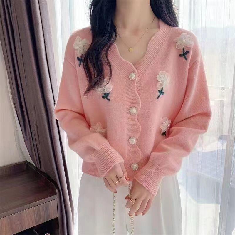 Áo Khoác Len Cardigan Dệt Kim, Phong Cách Phương Tây, Dáng Rộng Vừa Vặn, Có Thể Mặc Ngoài Trời, Phong Cách Thường Ngày Áo Mềm Mại Và Nếp, Dành Cho Nữ, Mùa Xuân Và Mùa Thu 2024, Phong Cách Hàn Quốc 4