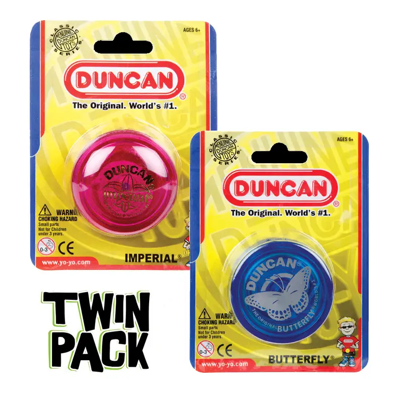 Duncan Imperial and Butterfly YoYo TWIN PACK -  Receive one each yo-yo (colours may vary) -The ORIGINAL yo-yos from the 60's! 0