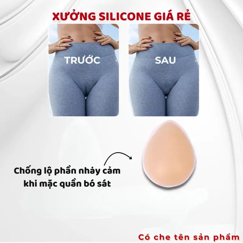 Miếng Dán Silicon Bầu Dục Che Rãnh Vùng Kín Chống Lộ Khi Mặc Đồ Bơi, Bikini, Legging, Gym 110 Nữ Women Bra mieng  danti silicone sinh học silicon hồng 0
