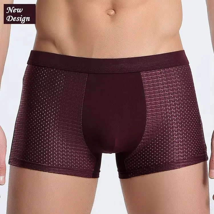 Hot Summer Ice Silk Mesh Angola Red High-End Underwear Men's Boxer Boxer Briefs Low Waist Wholesale