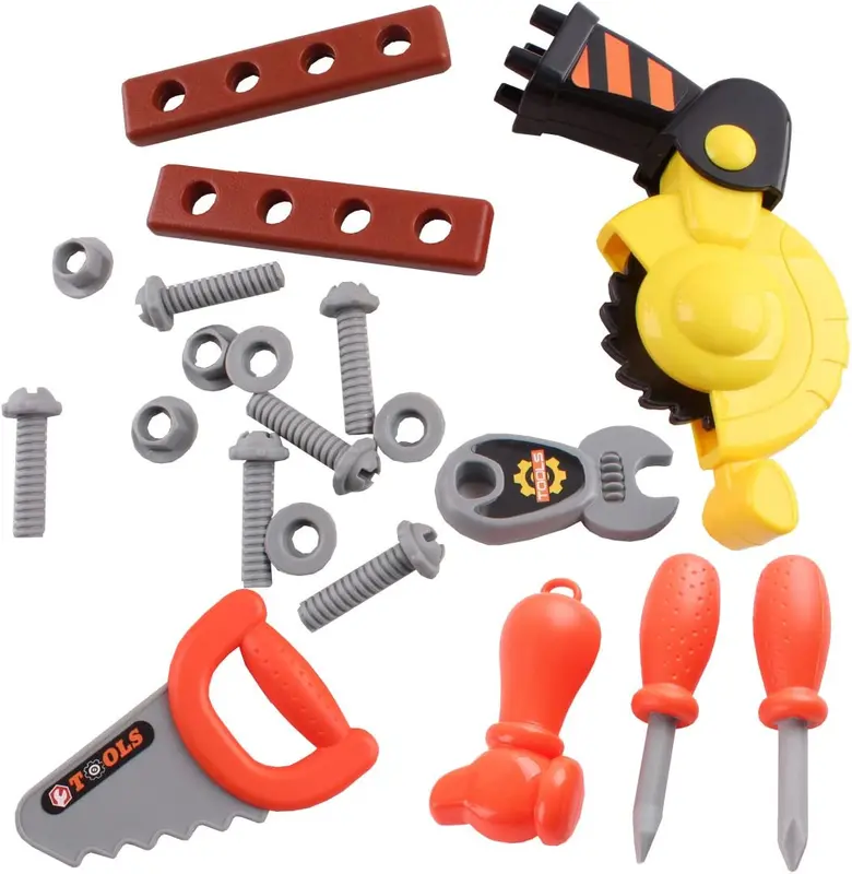 deAO Tool Workbench 2 in 1 Deluxe Portable Tool Workbench Suitcase Toy Set with Tool Accessories 3 4 5 6 Years Old Kids Gift 2