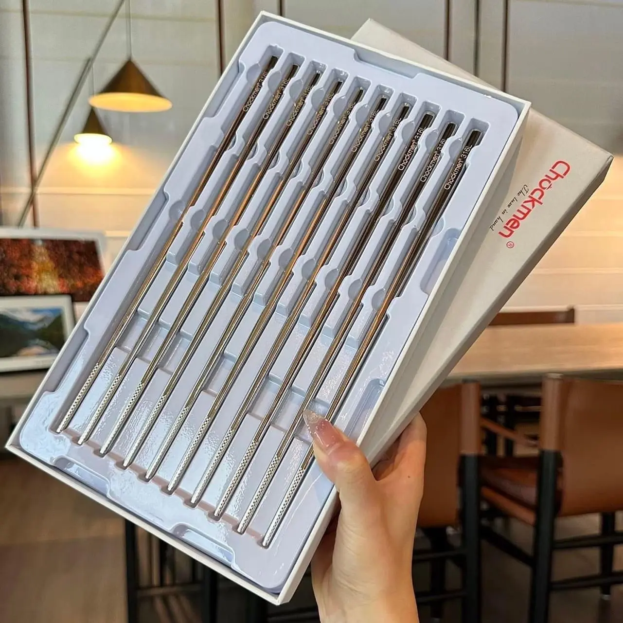 Bộ 10 đôi đũa inox 316 chống trơn Chockmen - Hộp full box xịn xò