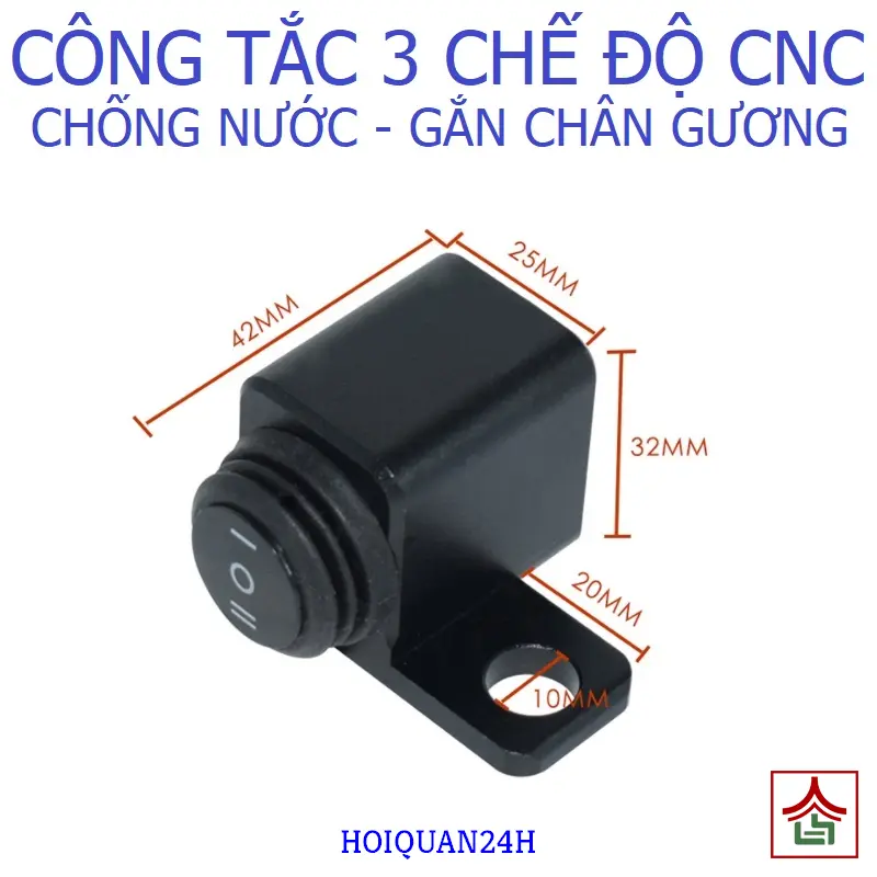 Công Tắc 3 Chế Độ Gắn Chân Gương Màu Đen