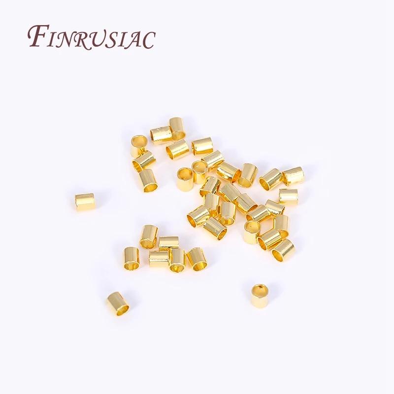 Product Introduction of High Quality Cylindrical Tube Crimp End Bead For Jewellery Making Supplies Wholesale 14K/18K Gold Plated 2mm Tube Crimp Beads 12