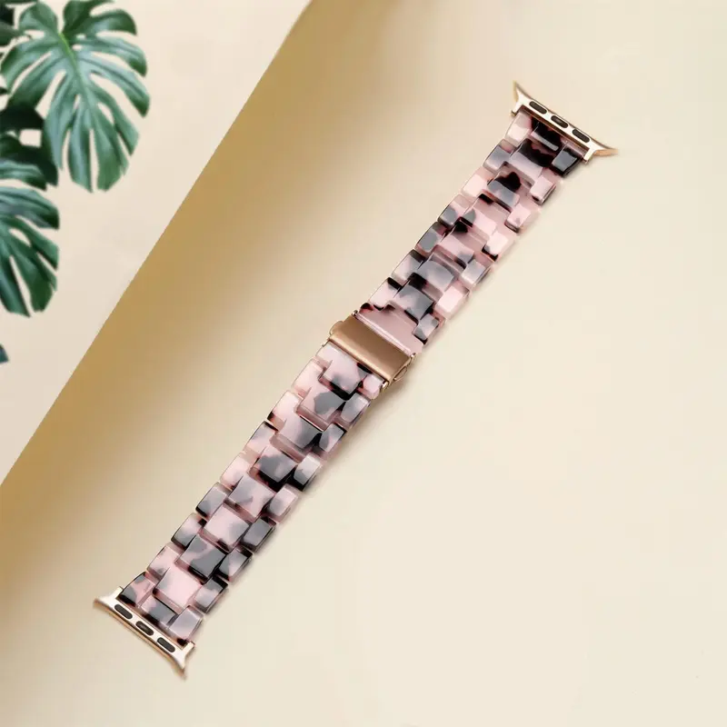Resin Strap Compatible with Watch Band 40mm 38mm 44mm 42mm 41mm 45mm, 1 Count Light Resin Bracelet Watch Bands With Stainless Steel Buckle Replacement For iWatch Series 2