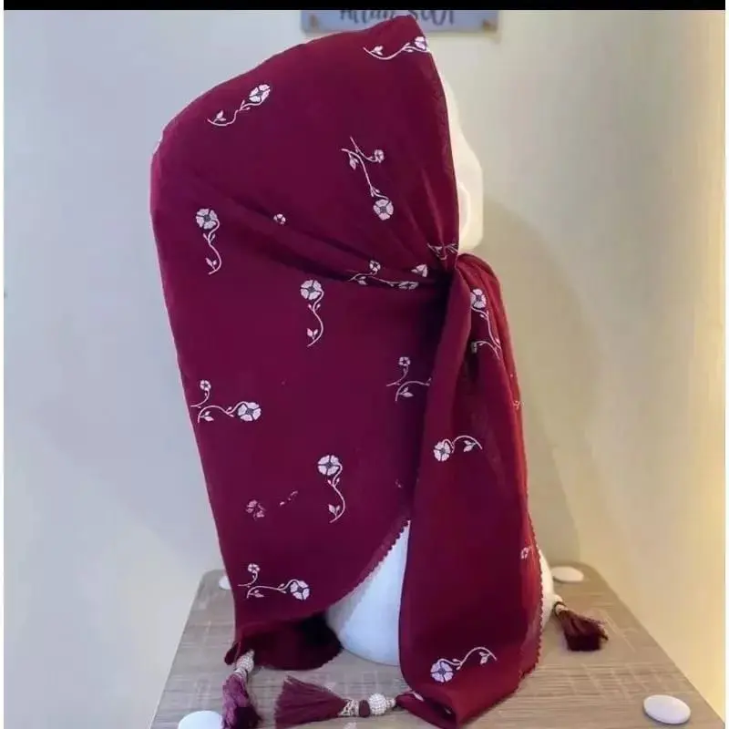 Hijab Segi Empat Jambul / Hijab Tasel Motif Bunga / Hijab Segi Empat Potton Star Motif 8
