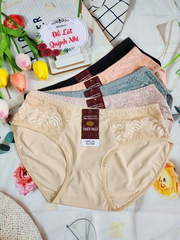 Combo 5 Và 10 Quần Lót Nữ Thun Lạnh Phối Ren Chất Mềm Mịn Thoáng Mát Thấm Hút Mồ Hôi Có 2 Size : 45 - 80 Kg [3340] Women 8