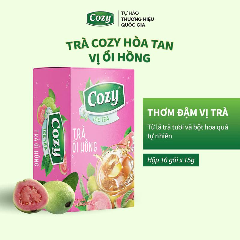 Trà Ổi Hồng Hòa Tan Cozy Ice Tea Nước Giải Khát Cho Ngày Hè Thanh Mát Đậm Vị Trà (16 gói x 15gr) Nước Trà Chè