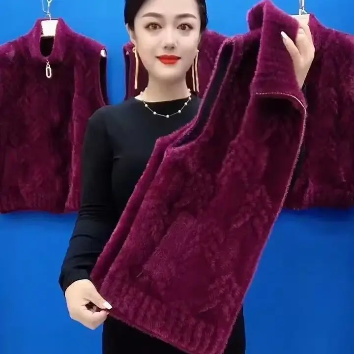 Quần Áo Mùa Đông Cho Mẹ, Phong Cách Phương Tây, Áo Khoác Nhung Lông Chồn, Trang Phục Mùa Thu Thanh Lịch, Áo Vest, Thích Hợp Cho Phụ Nữ Trung Người Già Và Cao Tuổi, Áo Vest Dễ Phối Đồ, Hàng Mới Về 2024 5