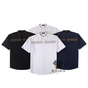 Baju Koko Pria Lengan Pendek Bordir Jasuke Terkini Terlaris Alkhalis Size M L XL XXL