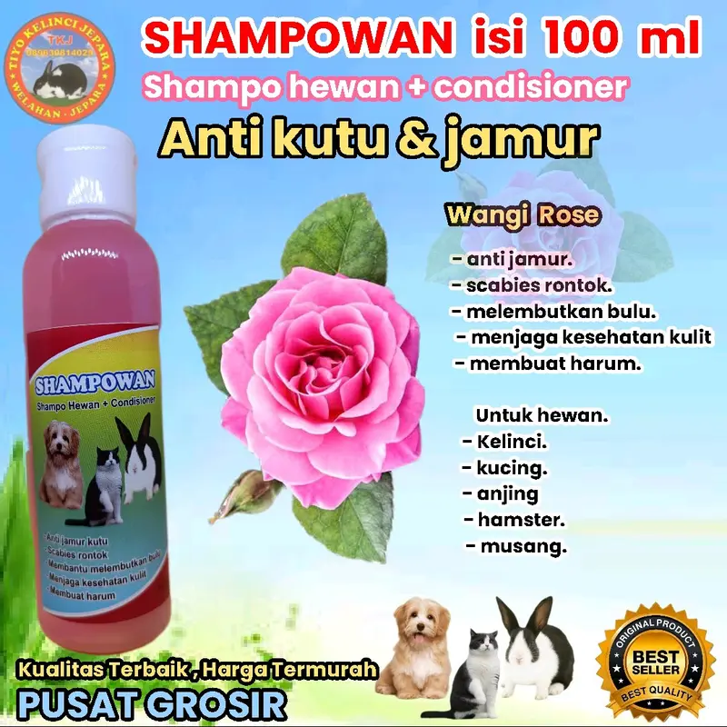 shampo kucing shampo kelinci shampo anjing 100 ml anti kutu harum premium 2