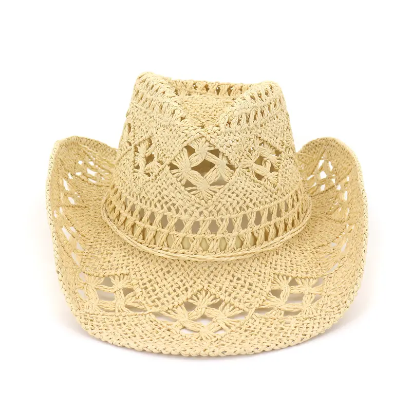 New Spring Summer Outdoor Unisex Couple Hats Travel Sun Protection Sun Hat Western Cowboy Straw Hat Handwoven Straw Hat 3