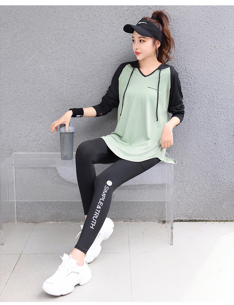 Product Introduction of Bộ Đồ Tập Thể Dục Chạy Bộ, Dài Tay, Dành Cho Phụ Nữ, Nhanh Khô, Dáng Rộng, Cỡ Lớn (mm Béo), Thích Hợp Cho Yoga, Áo Phông, Đồ Quần Áo Thể Thao Tập Gym 9