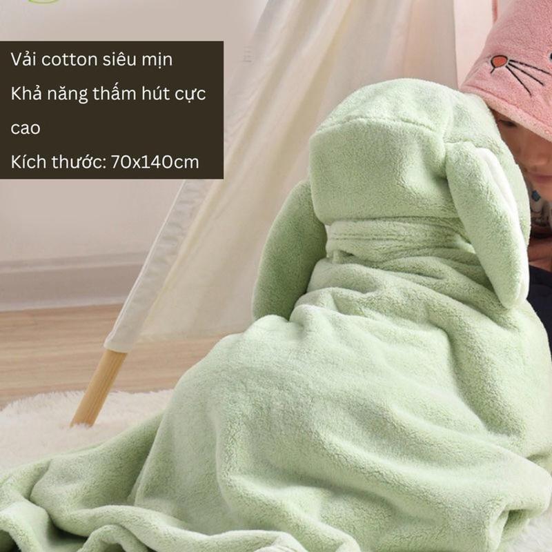 Khăn tắm cho bé khăn choàng tắm có mũ áo choàng tắm cho bé đi biển Voi