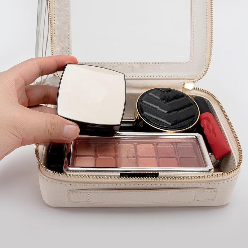 Product Introduction of Transparent Waterproof Cosmetic Storage Bag, Portable Space Saving Large Capacity Zipper Makeup Container, Versatile Travel Toiletry Organizer Pouch 5