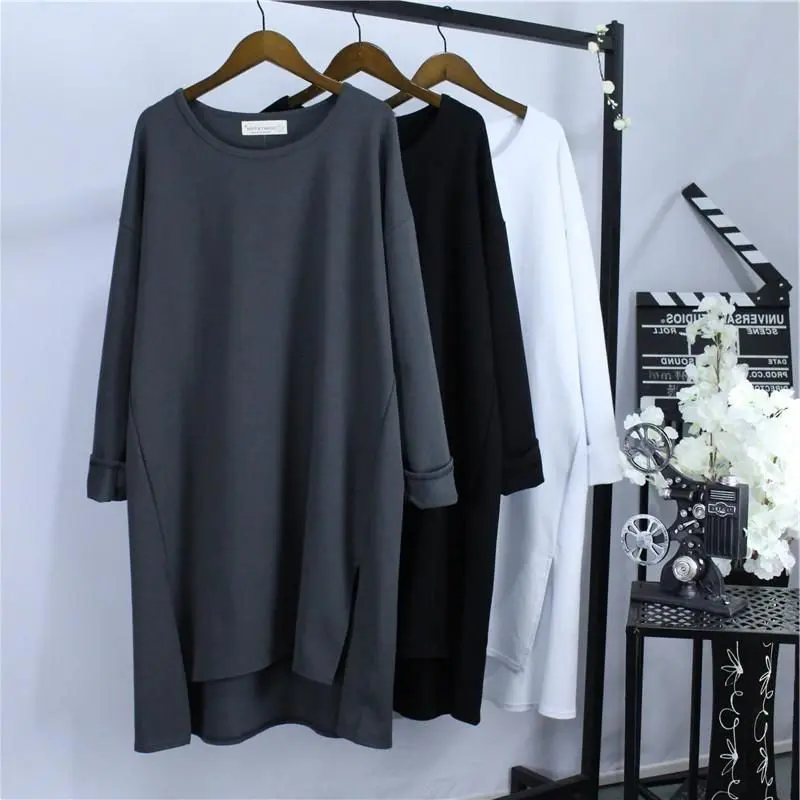 【40-150KG】Spring And Autumn Thin Loose Plus Size Mid-Length T-Shirt For Women C14574