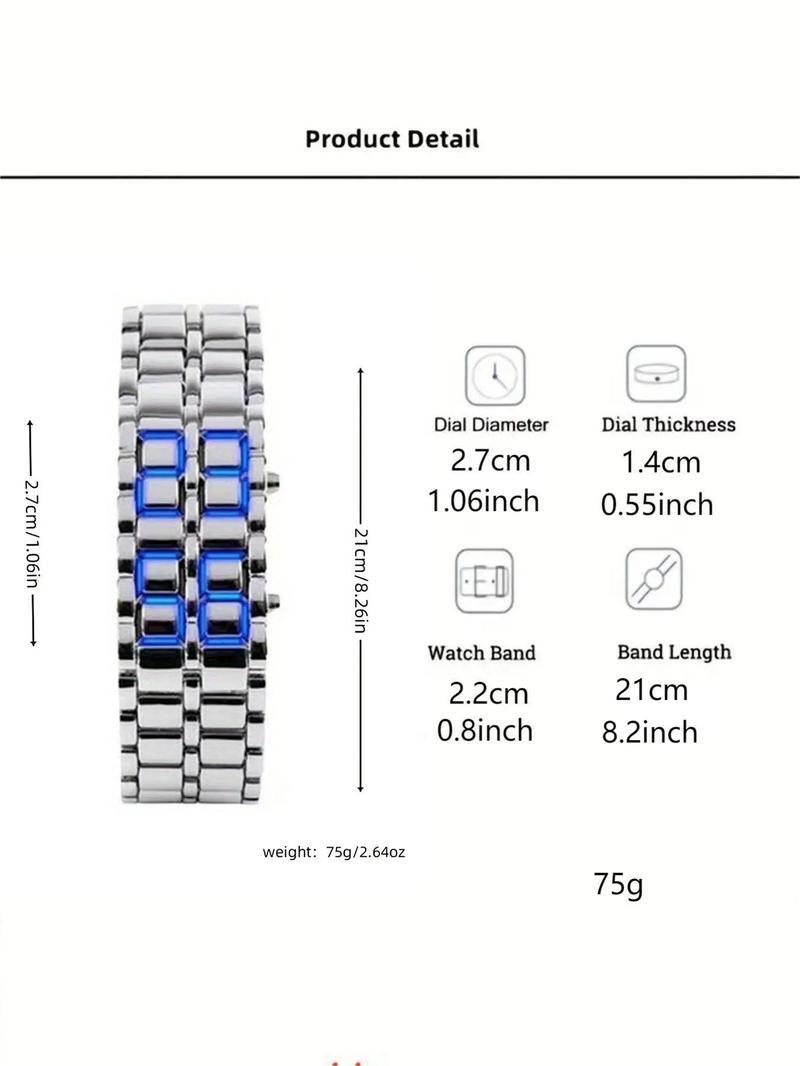 Product Introduction of Men's Punk LED Digital Watch, Street Trend Novelty Wristwatch with LED Light, Chic Watch As Gift for Boyfriend Gift without Box 11