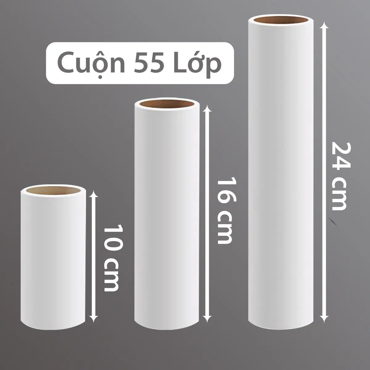 Cuộn Lõi Lăn Bụi 24cm, 16cm, 10cm LIVING C - Loại Bỏ Xơ Vải, Bụi Bẩn, Lông Thú & Gàu Trên Quần Áo, Nội Thất Xe Hơi