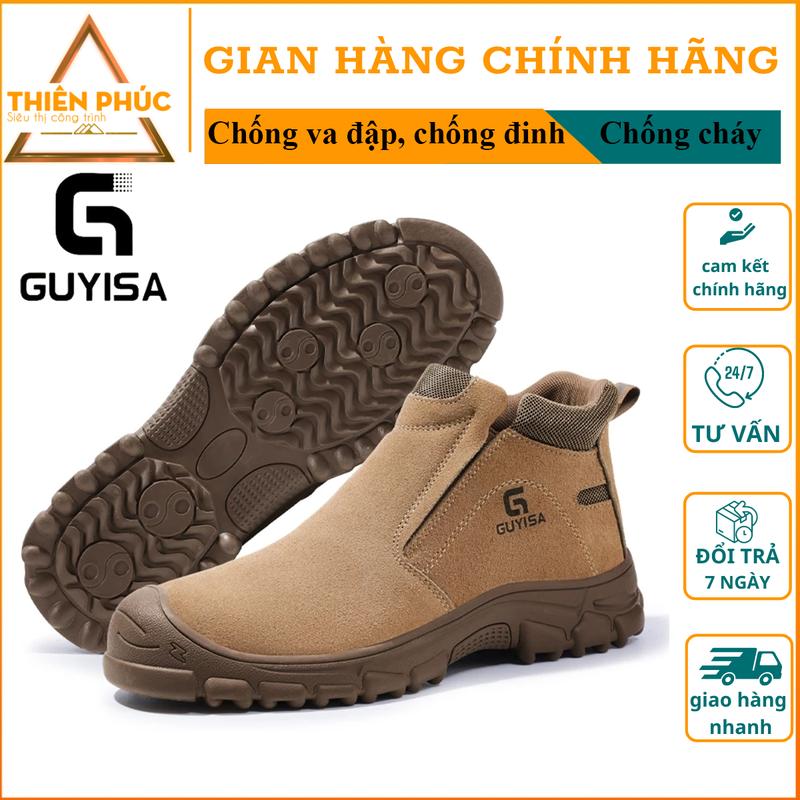 Giày bảo hộ lao động nam 3025G không dây chịu nhiệt tốt chống cháy chống va đập đinh đế cao su chống trơn trượt GuyisaSafety AnToànLaoĐộng ChấtLượngCao