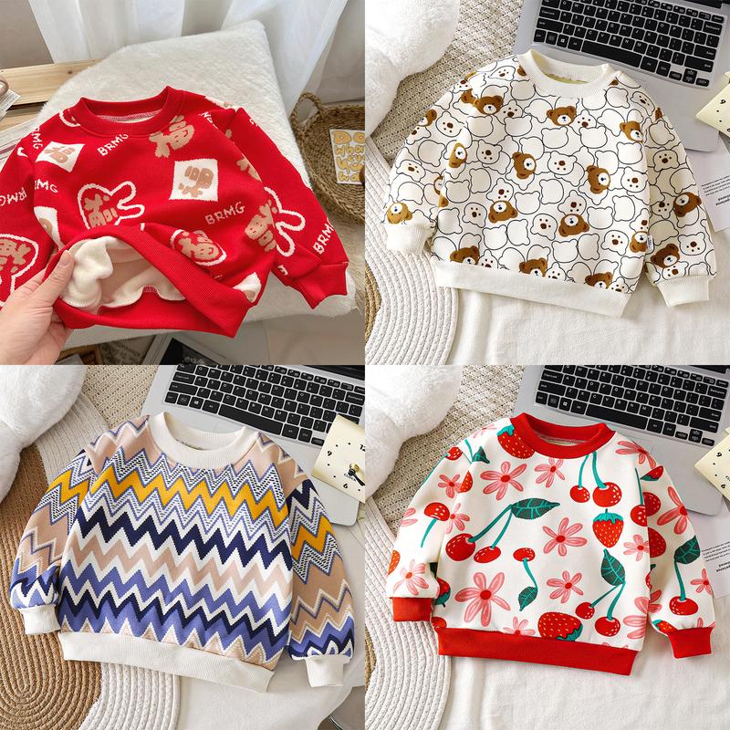 Áo Len Lót Lông Cừu Tay Dài Giữ Ấm Thời Trang Thu Đông Cho Bé từ 8-20kg - Q2