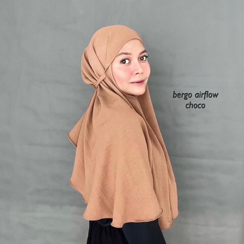 Bergo Crinkle Size L Airflow - Hijab Simple dan Cantik - Jilbab Instan Muslim Standar Nyaman Panjang Wanita 2
