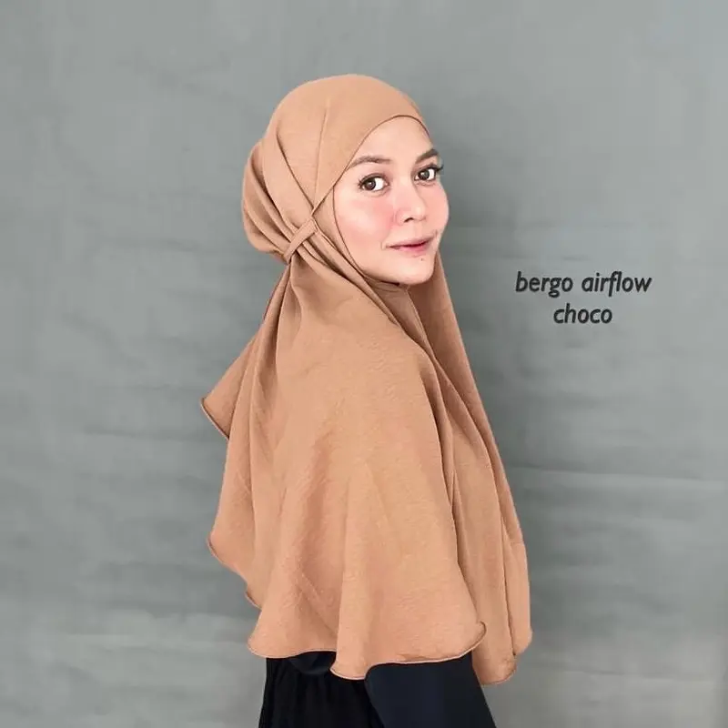 Bergo Crinkle Size L Airflow - Hijab Simple dan Cantik - Jilbab Instan Muslim Standar Nyaman Panjang Wanita 1