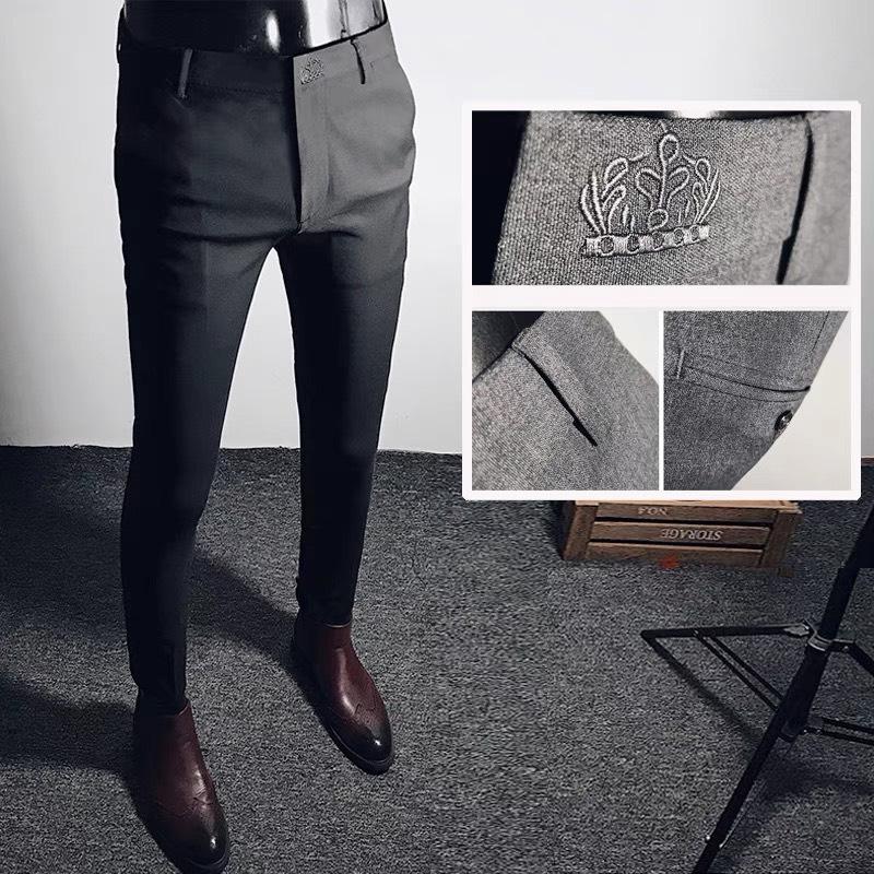 [HÀNG THÊU ĐẸP] QUẦN TÂY NAM CO GIÃN THÊU CAO CẤP DÁNG ÔM BODY Màu đen Trơn có size đại big size shop win 69 Menswear Pants Ong Z1