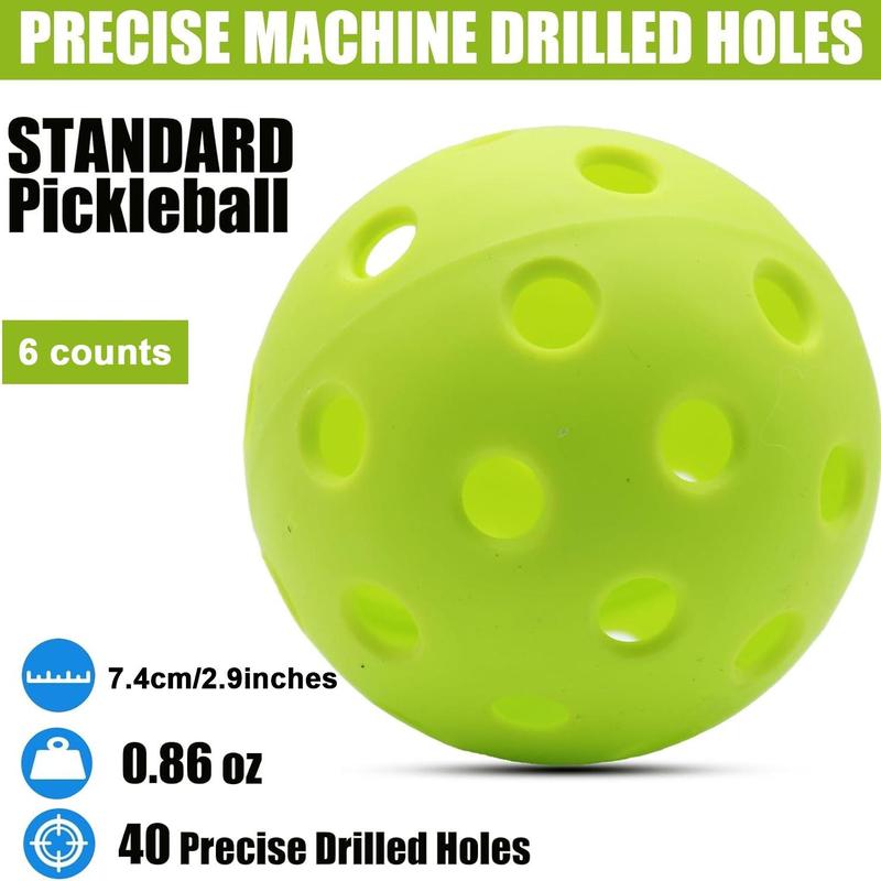 Outdoor Pickleball Ball, 6 Counts High Elasticity & Durable Pickle Ball for All Style Pickle Ball Paddles, Outdoor Sports Equipment 1