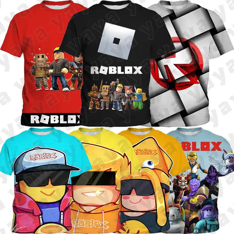 *YAYA* ROBLOXS Boys T-shirt Virtual World Printing Cartoon Party Play Game Children's Shirt Short-sleeved Top