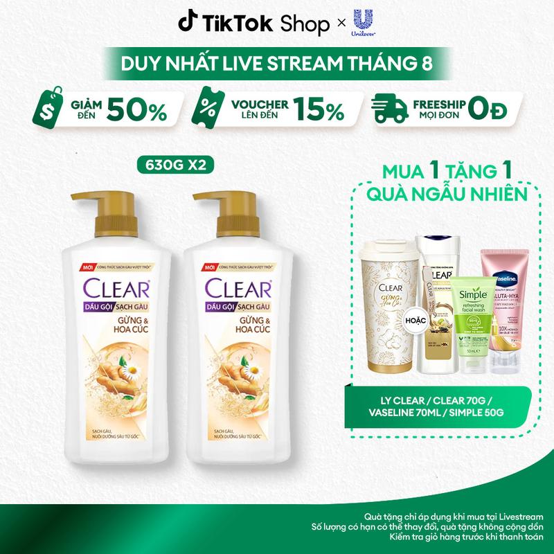 COMBO 2 DẦU GỘI CLEAR THẢO DƯỢC GỪNG & HOA CÚC 630G [1]