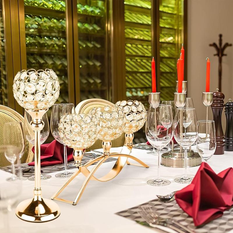 Elegant Crystal Candle Holder Stand Candle Stick Home Decoration Wedding Barang Hiasan Crystal Metal TableTop Decor 6