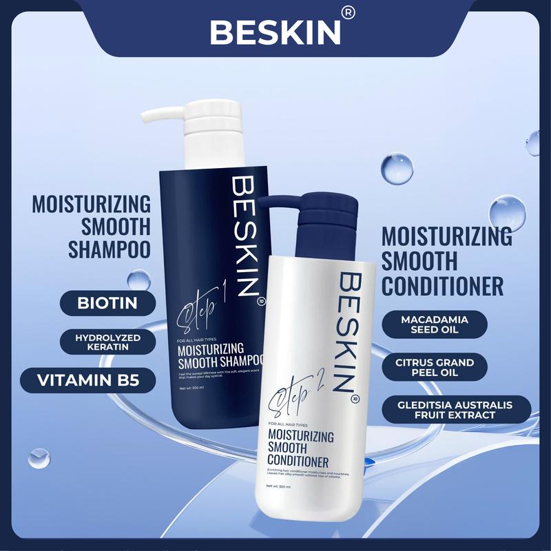 [BE-01] BỘ ĐÔI GỘI XẢ SIÊU PHỤC HỒI HƯ TỔN CHO TÓC "MOISTURIZING SMOOTH SHAMPOO + MOISTURIZING SMOOTH CONDITIONER" - Bao Gồm: Dầu gội 280ml, Dầu Xã 280ml - Thương hiệu: Beskin Việt Nam
