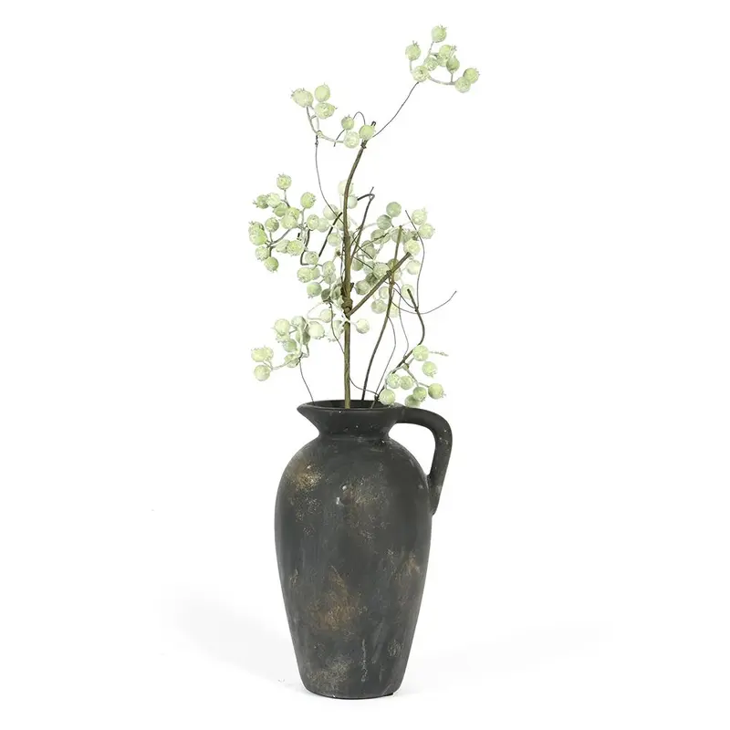 Rustic Ceramic Vase, 1 Count Vintage Farmhouse Pottery Vase with Handle, Home Decor for Living Room, Entryway, Wedding 6