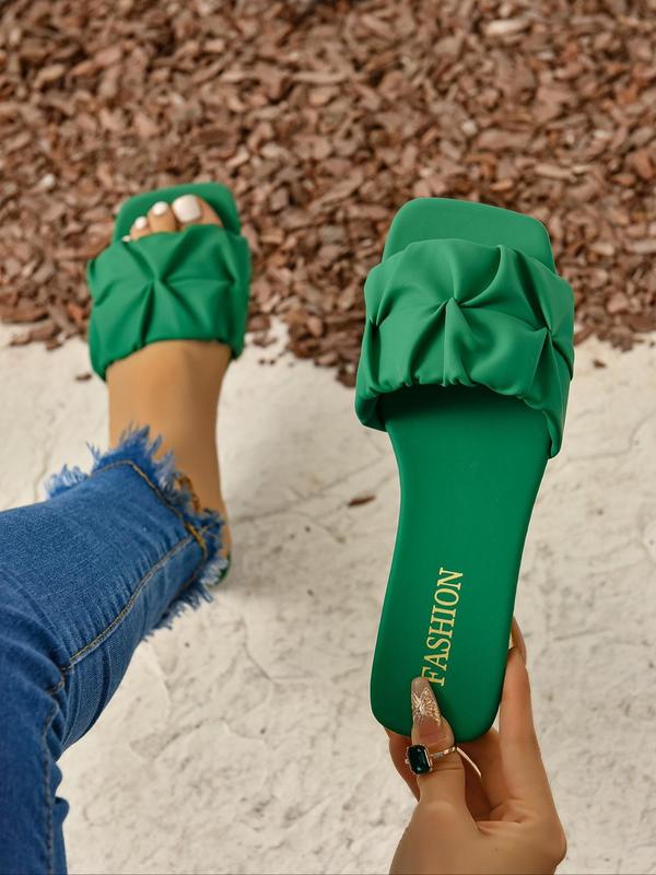 Women's Fashionable Solid Color Flat Sandals, Casual Comfortable Slide Sandals for Daily Wear, Lightweight Breathable Shoes for Women & Girls, Summer 4