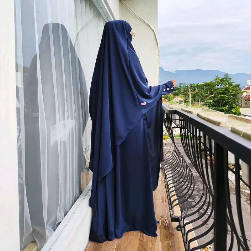 French Khimar Veloxa Jumbo Panjang Jilbab Kerudung Cadar Syari Instant Hijab Aja Wanita Muslim Bergo 2