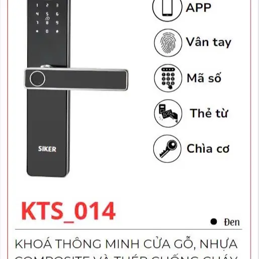 Khóa vân tay Siker KTS014 cao cấp lắp cửa gỗ, cửa thép, cửa composite,