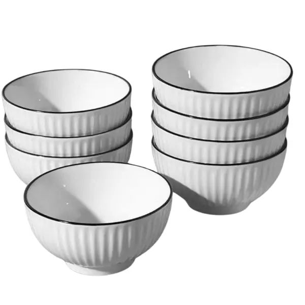 Combo 20 Bát cơm trắng sọc viền đen sang trọng